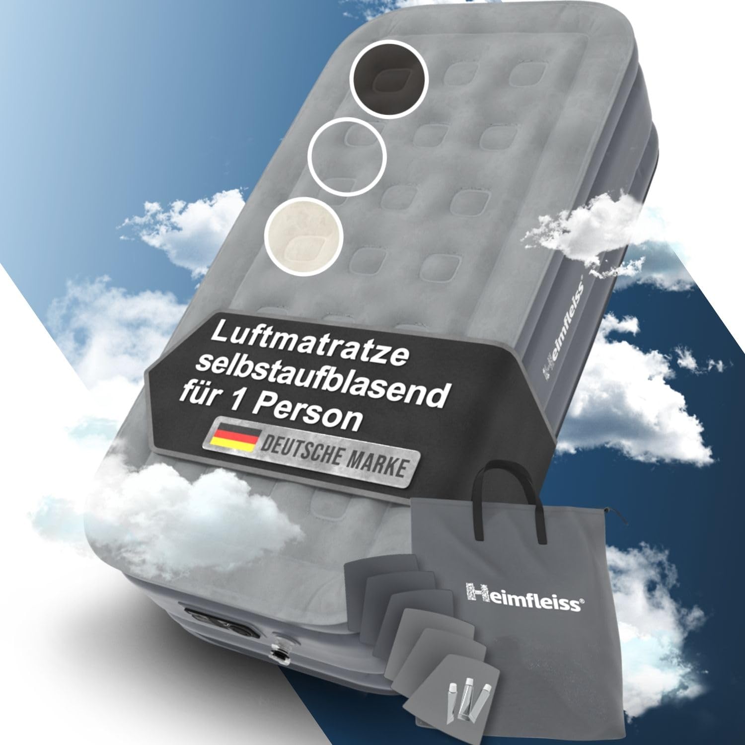 Heimfleiss® Luftmatratze 1 Person (selbstaufblasend)